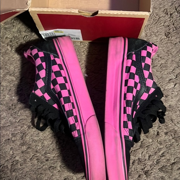 Pink and Black Checkered Sneakers - Picture 2 of 4